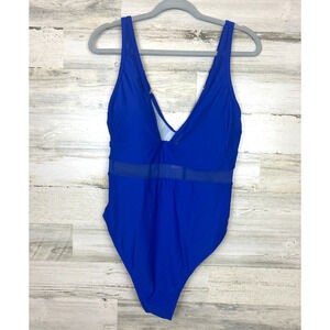 Cupshe Womens Plus 1X Blue Cheeky One Piece Swimsuit Resort NEW Beach Summer